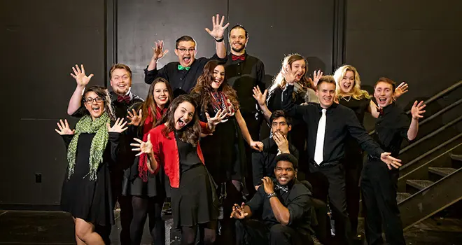 TCC Jazz Choir Students Pose for a group photo.