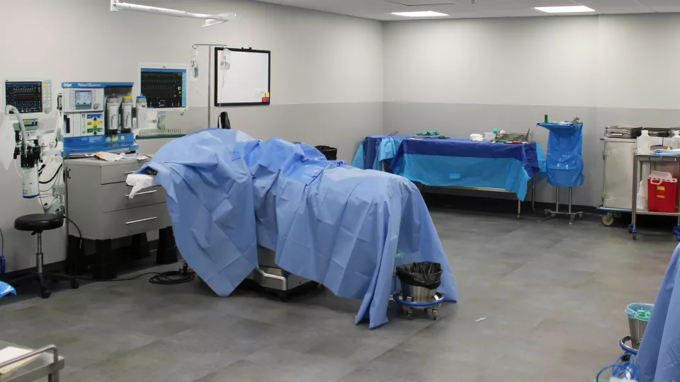 The West Campus Surgical Technology facility has two operating room areas.