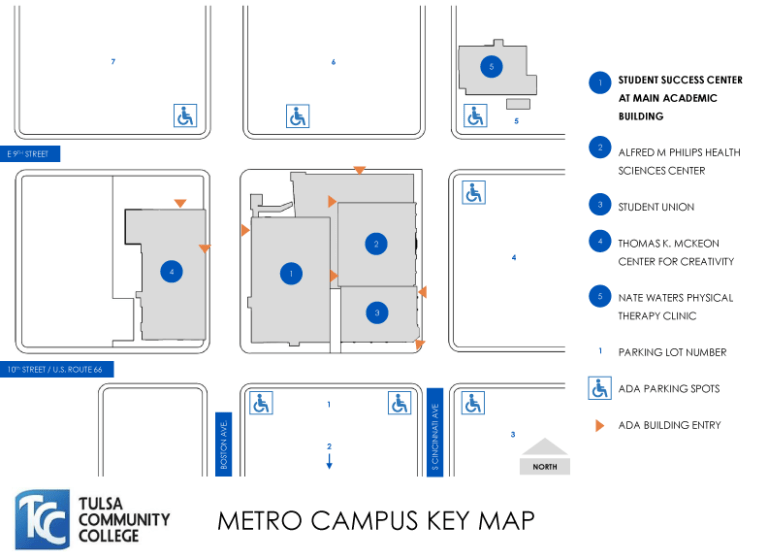 TCC Metro Campus ADA Parking and Entry Map
