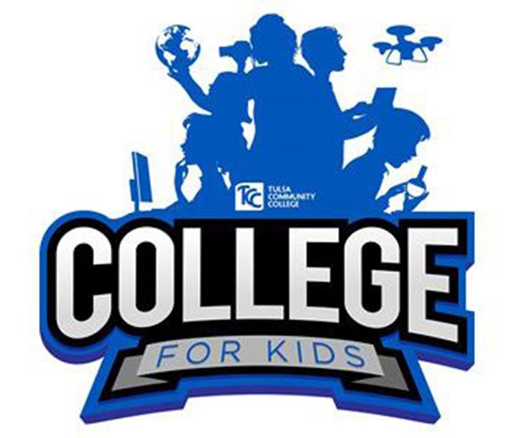 Sillouette of Kids doing various STEM activities; Text: College for Kids