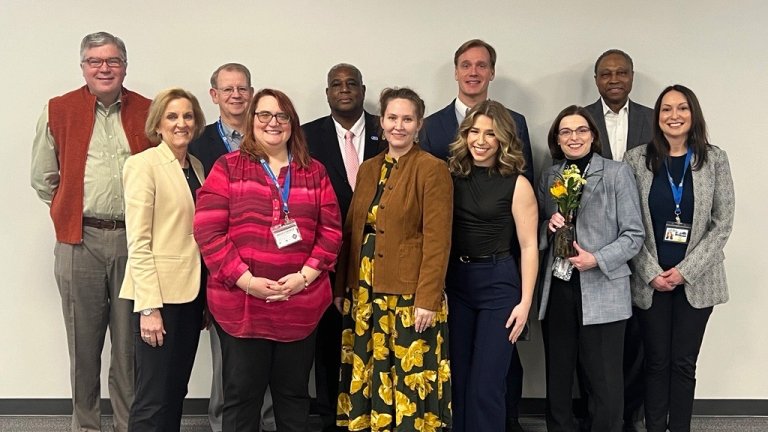 Heather Greene stands with the TCC Board of Regents and TCC Ceo and President Leigh Goodson, Ph.D.